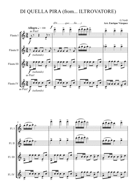 Di quella Pira from IL TROVATORE (arr. Enrique Vázquez)