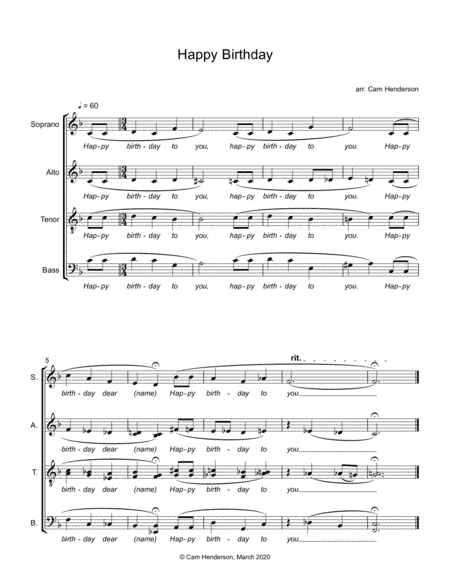 Happy Birthday (arr. Cam Henderson)