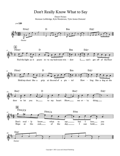 Don't Really Know What To Say (arr. C Lee)