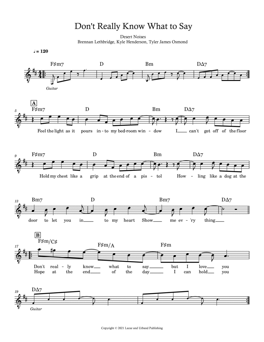 Don't Really Know What To Say (arr. C Lee)