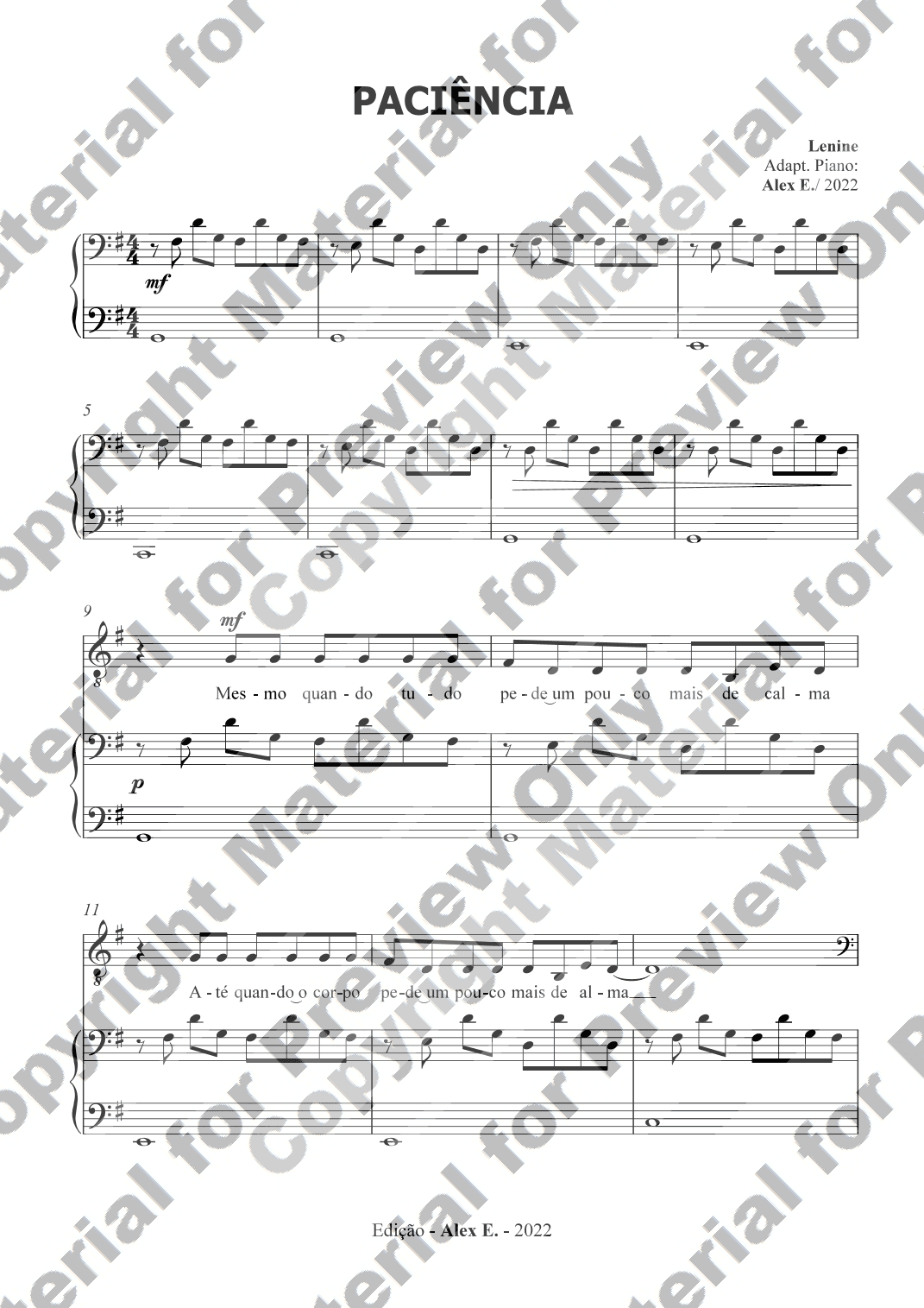 Paciencia (arr. Alex E)