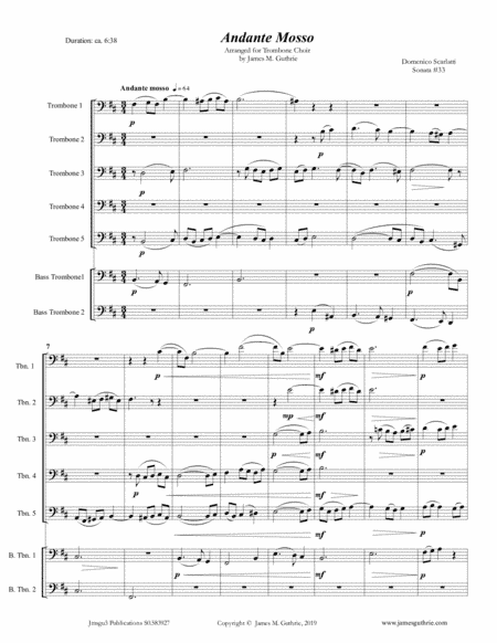 Scarlatti: Andante mosso for Trombone Choir (arr. James M. Guthrie)
