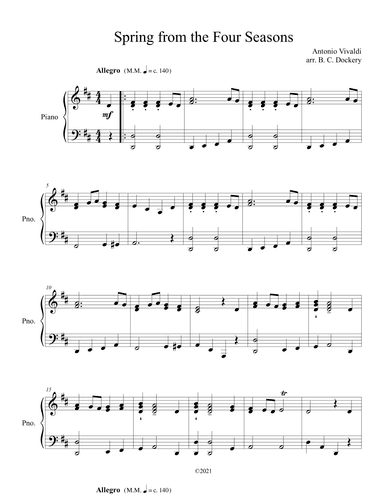 Spring from the Four Seasons (Piano Solo) (arr. B. C. Dockery)