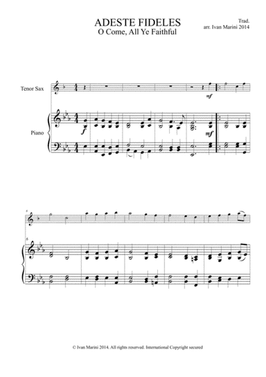 ADESTE FIDELES - O COME, ALL YE FAITHFUL - for Tenor Sax and Piano (arr. Ivan Marini)
