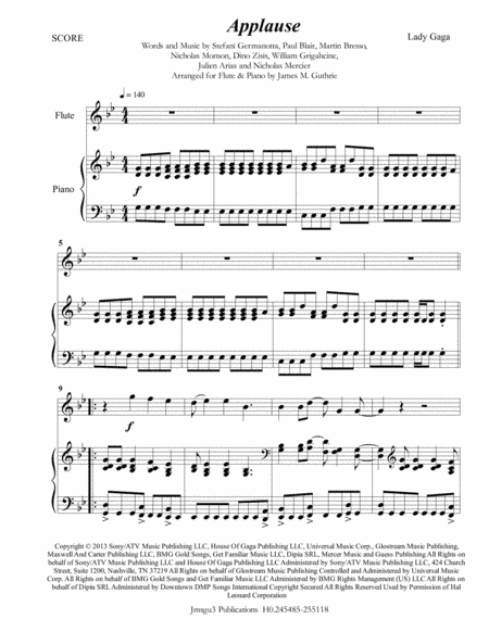 Applause (arr. James M. Guthrie, ASCAP)