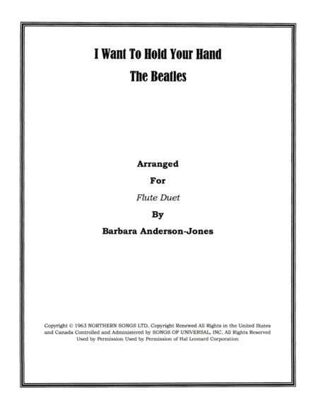 I Want To Hold Your Hand (arr. Barbara Anderson-Jones)