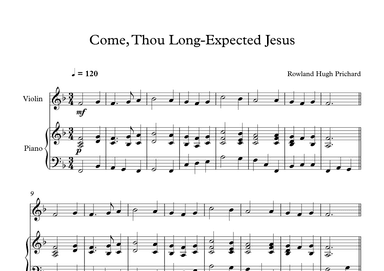 Come, Thou Long-Expected Jesus - Rowland Hugh Prichard (Violin + Piano) (arr. Digital Book Music)