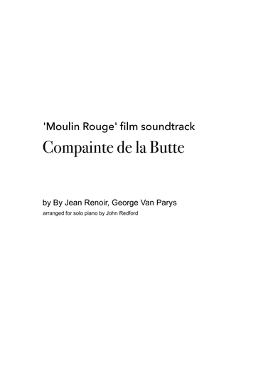 Complainte De La Butte (arr. John Redford)