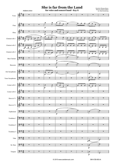 She is far from the land (voice and concert band - Key G) (arr. Mark Armstrong)