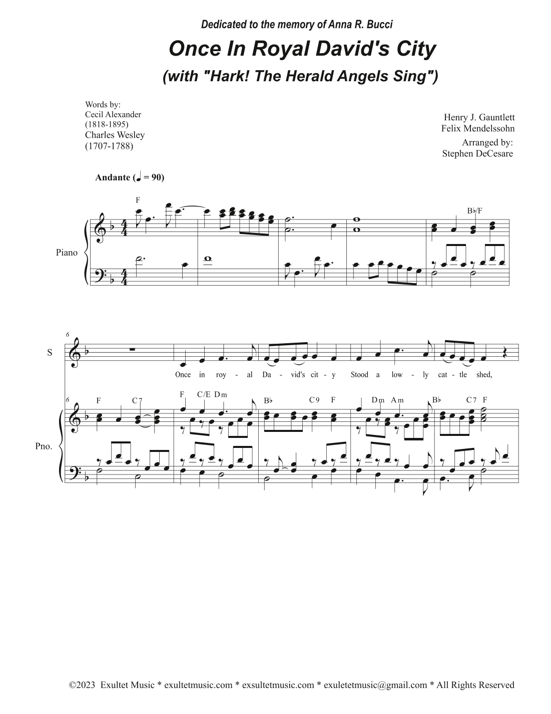 Once In Royal David's City (with "Hark! The Herald Angels Sing") (Duet for Soprano and Alto solo) (arr. Stephen DeCesare)