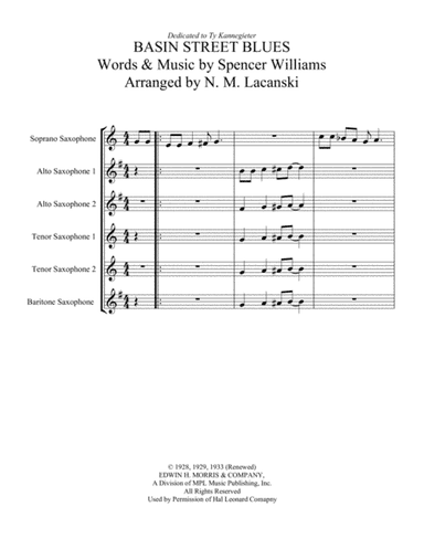 Basin Street Blues (arr. Nick Lacanski)