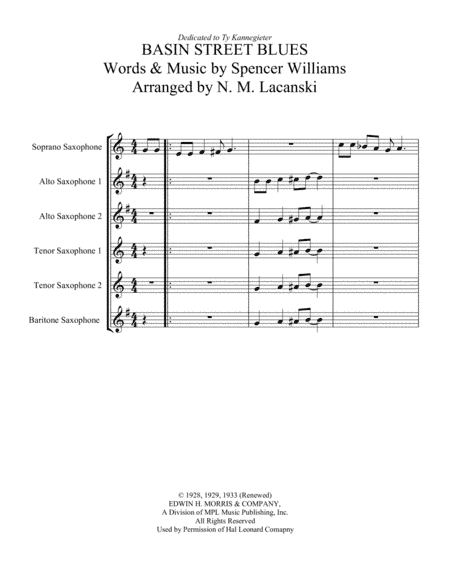 Basin Street Blues (arr. Nick Lacanski)