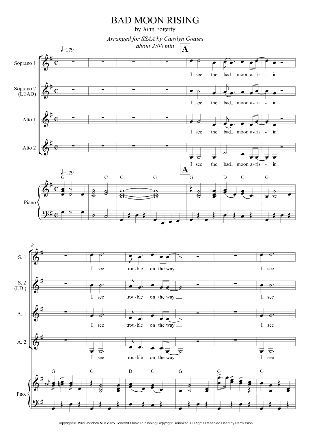 Bad Moon Rising (arr. Carolyn Goates)