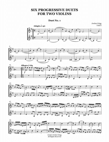 Six Progressive Duets for Two Violins