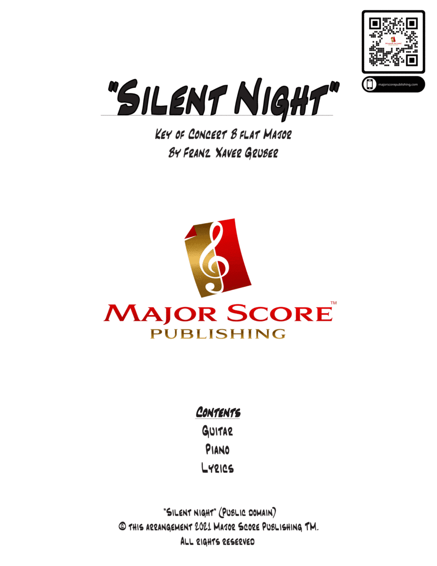 SILENT NIGHT - GUITAR & PIANO (Bb) (arr. MAJOR SCORE PUBLISHING TM.)