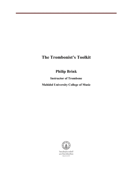 The Trombonist's Toolkit Method book