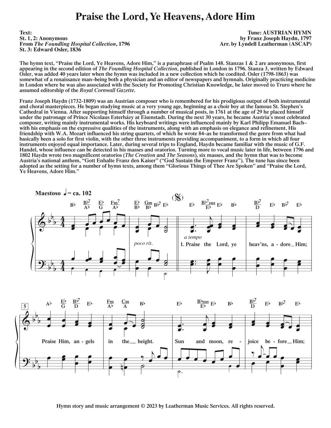 Praise the Lord, Ye Heavens, Adore Him (arr. Lyndell Leatherman)