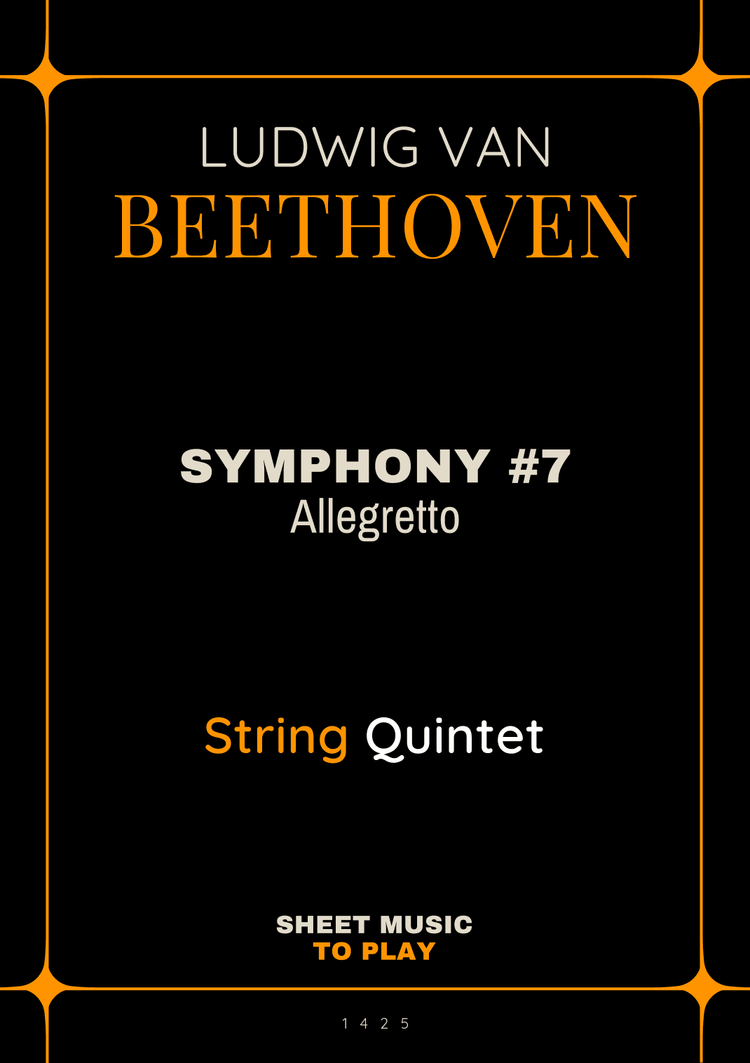 Symphony No.7, Op.92 - Allegretto - String Quintet (Full Score and Parts) (arr. César Madeira)