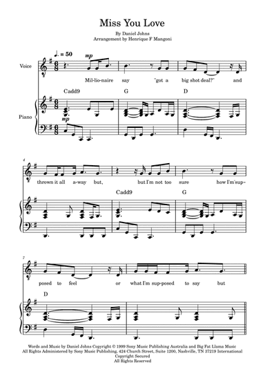 Miss You Love (arr. Henrique F Mangoni)