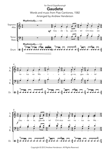 Gaudete (SATB and drum) (arr. Andrew Henderson)
