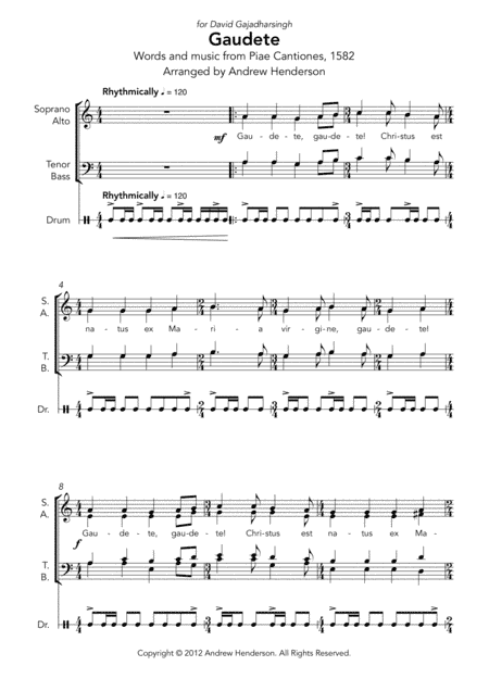 Gaudete (SATB and drum) (arr. Andrew Henderson)