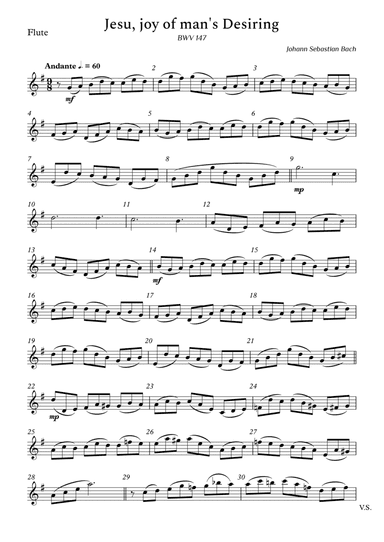 Jesu, Joy of Man's Desiring for Flute (arr. Cássio Silva Chaves)