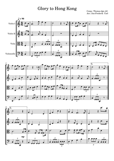 Glory to Hong Kong (String quartet)