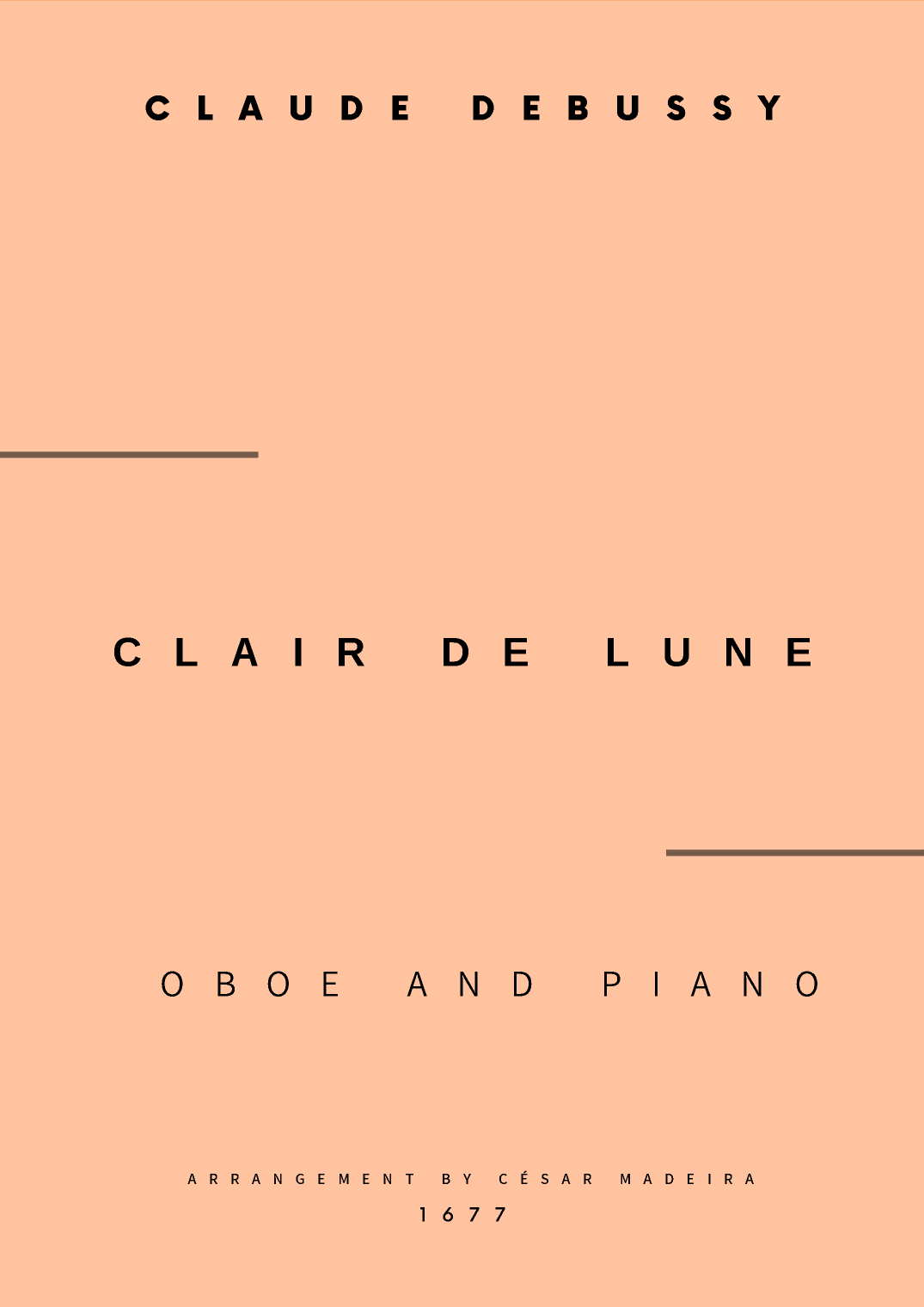 Clair de Lune by Debussy - Oboe and Piano (Full Score and Parts) (arr. César Madeira)