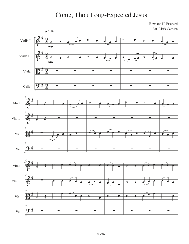 Come, Thou Long-Expected Jesus (arr. Clark Cothern)