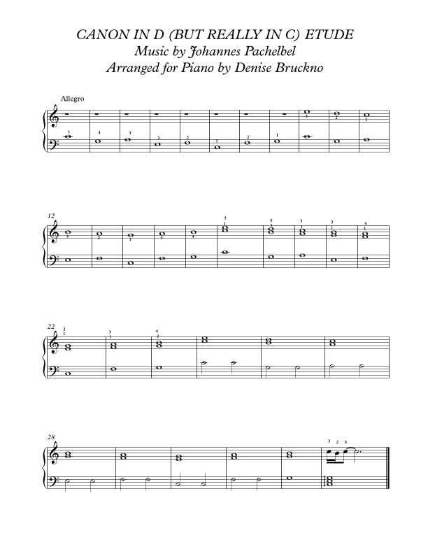 Canon In D (but really in C) Etude (arr. Denise Bruckno)
