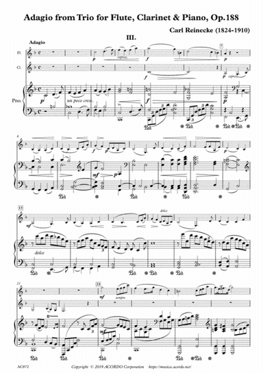 Adagio from Trio for Flute, Clarinet & Piano, Op.188 (arr. Kamada, Mikio)