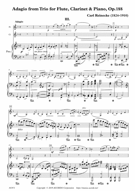 Adagio from Trio for Flute, Clarinet & Piano, Op.188 (arr. Kamada, Mikio)