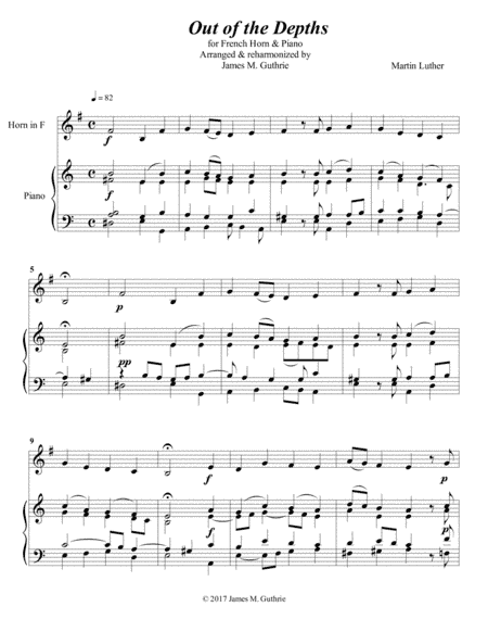 Luther: Out of the Depths for French Horn & Piano (arr. James M. Guthrie, ASCAP)