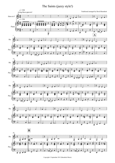 The Saints (Jazzy Style!) for French Horn and Piano (arr. David Burndrett)