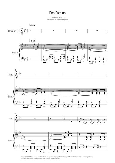 I'm Yours (arr. Matthew pyeon)