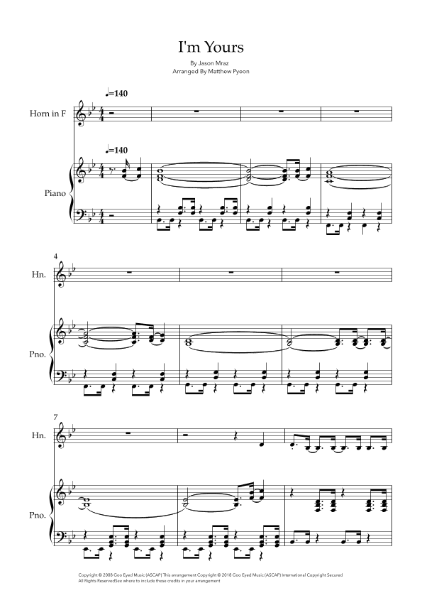 I'm Yours (arr. Matthew pyeon)