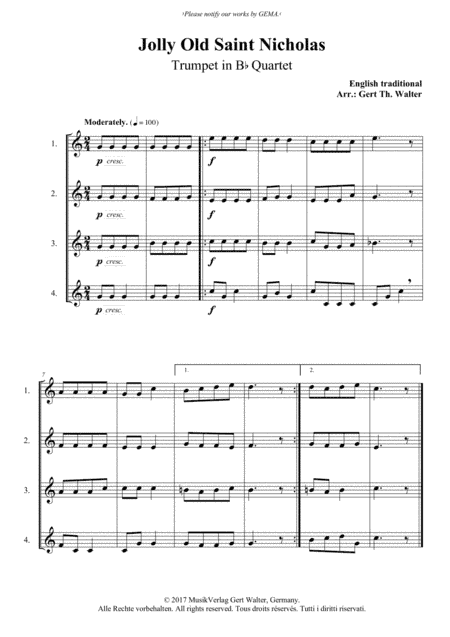 Jolly Old Saint Nicholas (arr. Gert Th. Walter)