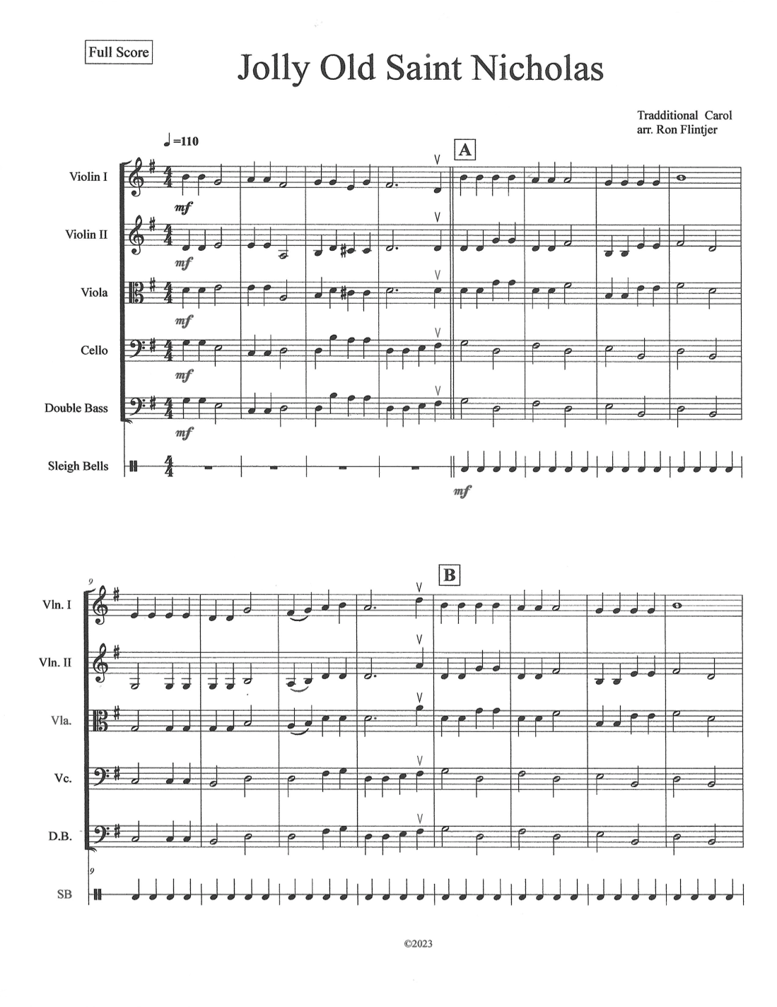 Jolly Old Saint Nicholas (arr. Ron Flintjer)