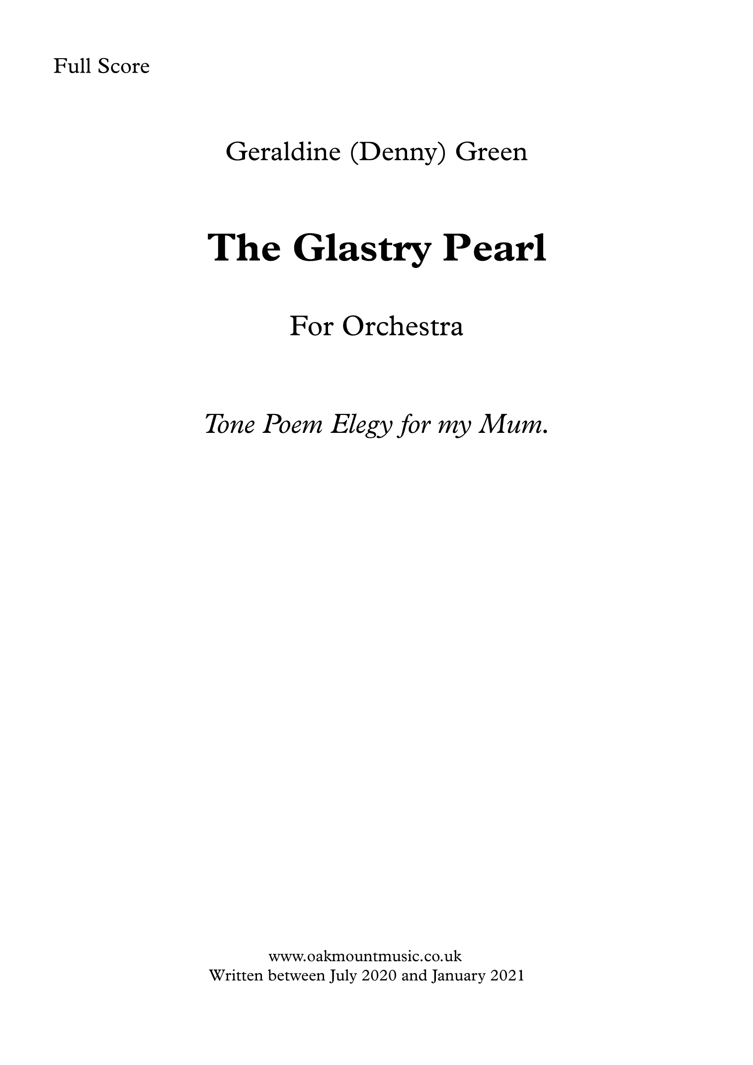 The Glastry Pearl. Tone Poem Elegy For My Mum.