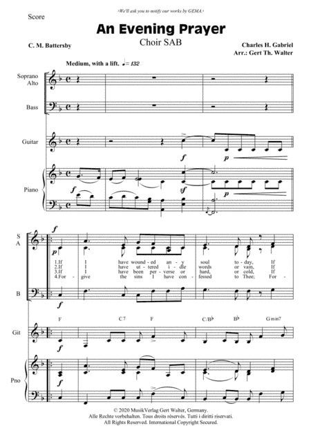 An Evening Prayer (arr. Gert Th. Walter)