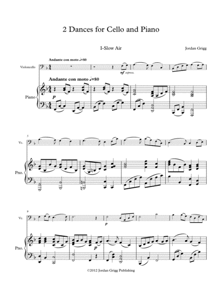 Two Dances for Cello and Piano