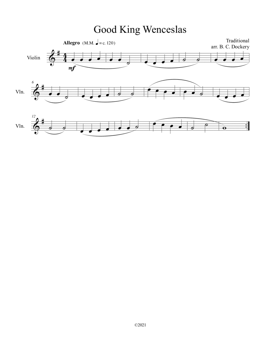 Good King Wenceslas (ViolinSolo) (arr. B. C. Dockery)