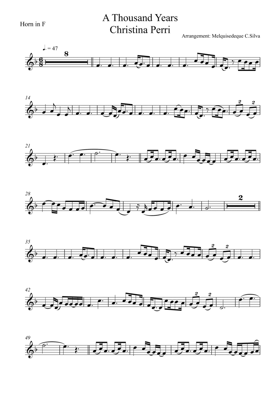 A Thousand Years (arr. Melquisedeque C.Silva)