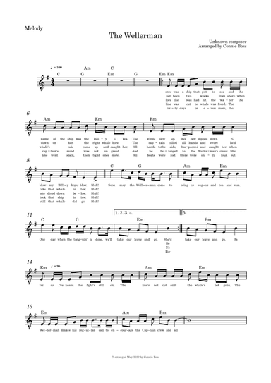 The Wellerman - Alto or Tenor with guitar chords (arr. Connie Boss)