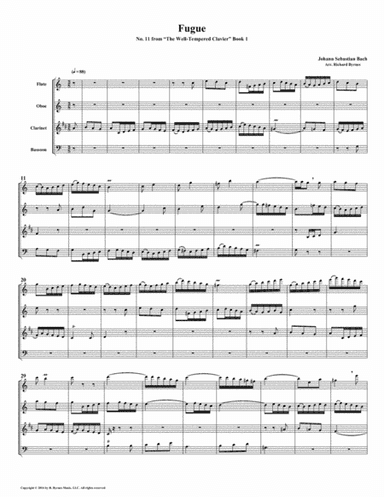 Fugue 11 from Well-Tempered Clavier, Book 1 (Woodwind Quartet) (arr. Richard Byrnes)