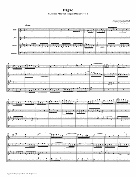 Fugue 11 from Well-Tempered Clavier, Book 1 (Woodwind Quartet) (arr. Richard Byrnes)