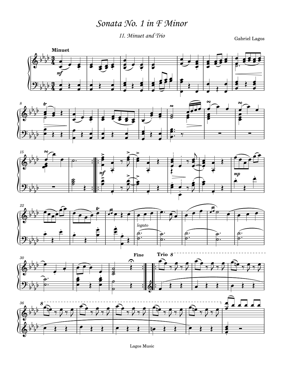 Piano Sonata in F Minor - II. Minuet and Trio