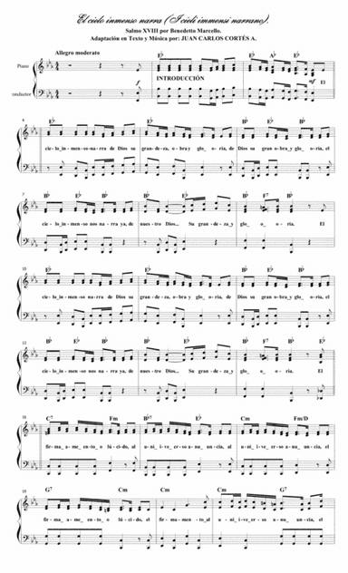 I cieli immensi narrano. Salmo XVIII por Girolamo Ascanio Giustiniani y Benedetto Marcello (arr. Juan Carlos Cortés A.)