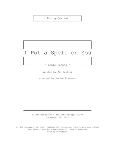 I Put A Spell On You (arr. Denise Flatness)