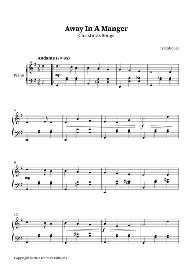 Away In A Manger (arr. Guima's Editions)